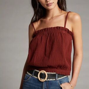 Anthropologie April Gauzy Tank Cami XS Brick Rust Red Cinnamon Boho
